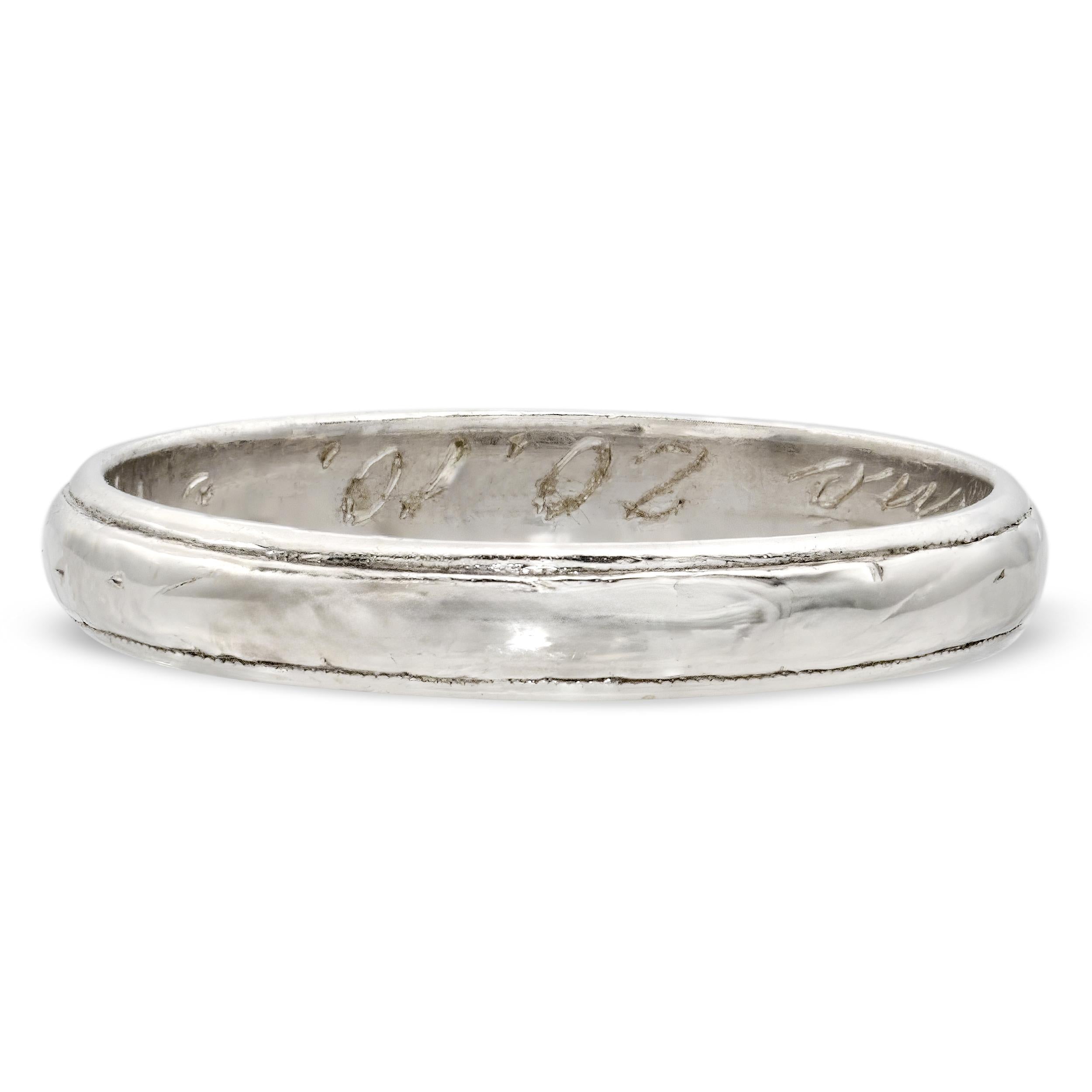 Vintage Platinum Edged 3mm Wedding Band Ring