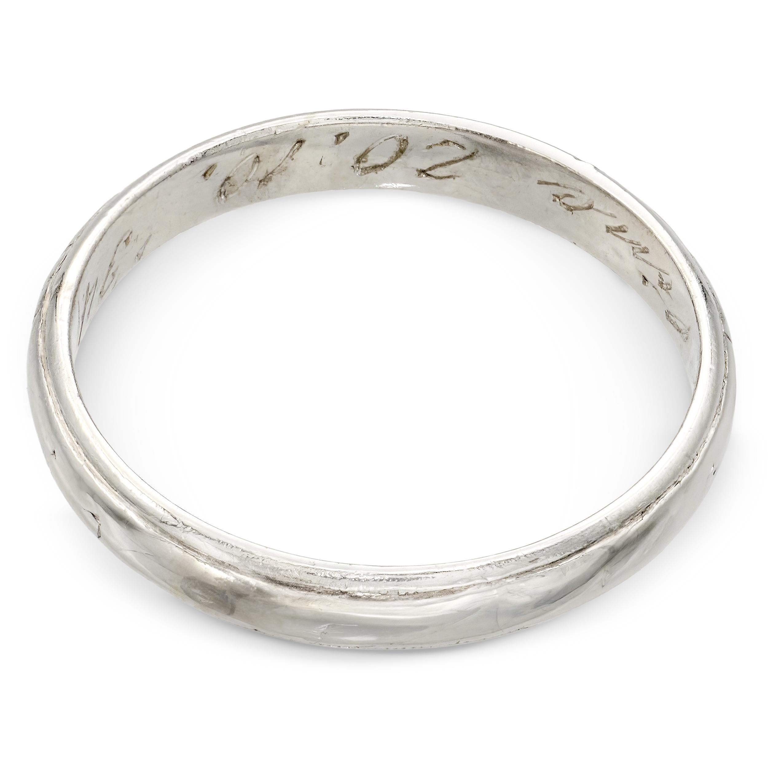 Vintage Platinum Edged 3mm Wedding Band Ring