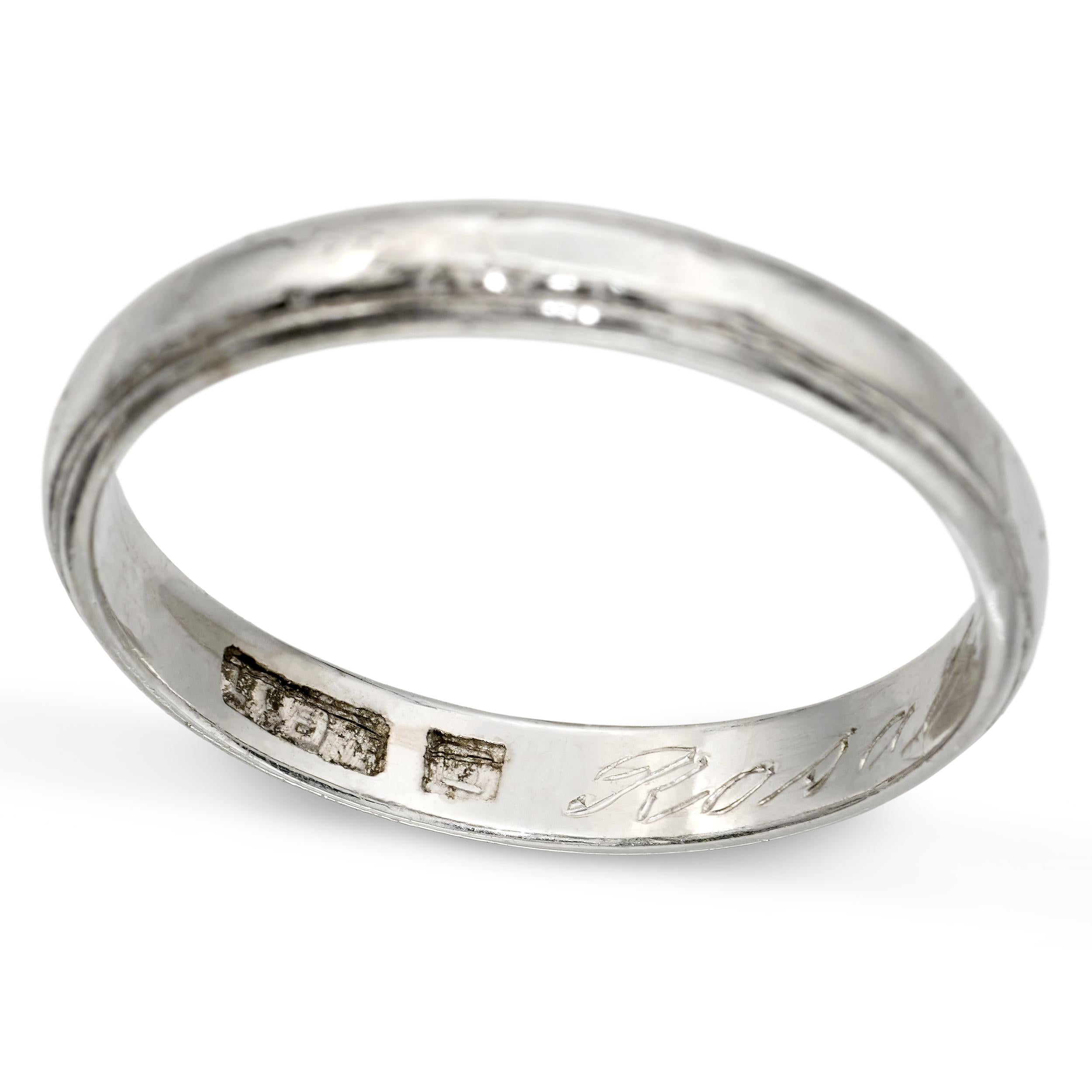 Vintage Platinum Edged 3mm Wedding Band Ring
