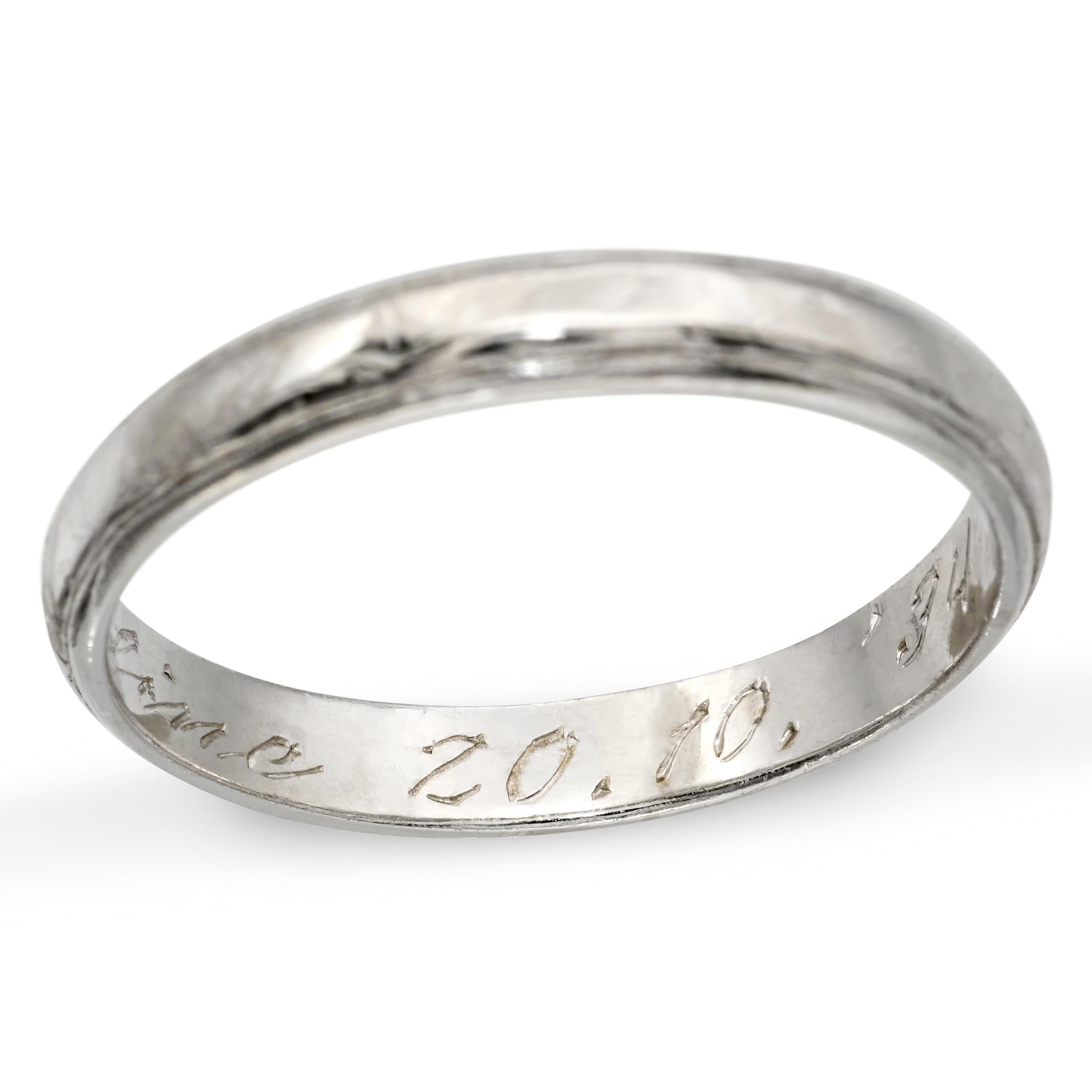Vintage Platinum Edged 3mm Wedding Band Ring