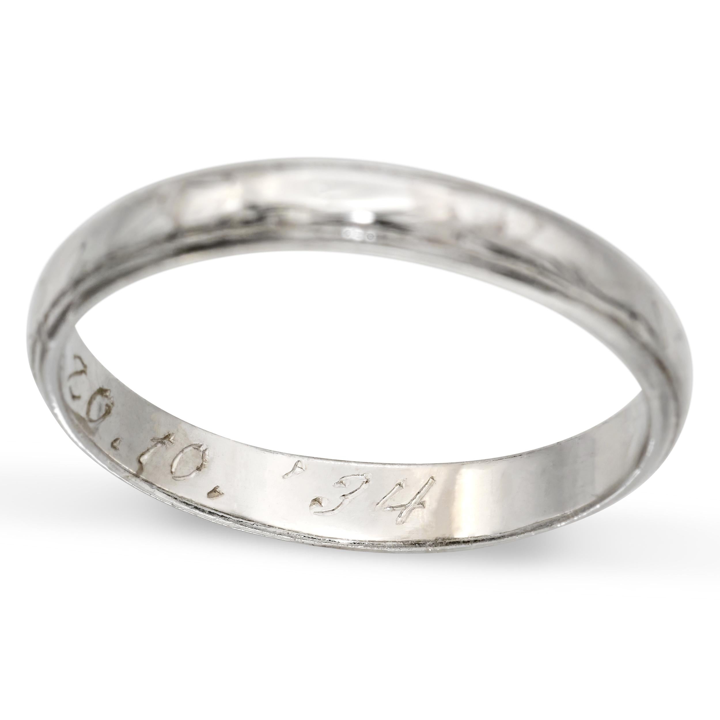 Vintage Platinum Edged 3mm Wedding Band Ring