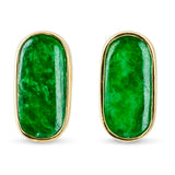 Vintage 14k Yellow Gold Green Jade Stud Earrings