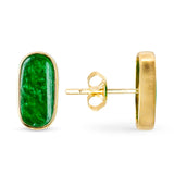 Vintage 14k Yellow Gold Green Jade Stud Earrings