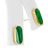 Vintage 14k Yellow Gold Green Jade Stud Earrings