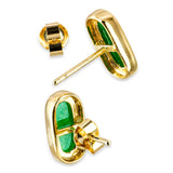 Vintage 14k Yellow Gold Green Jade Stud Earrings