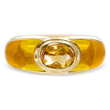 Vintage 18k Yellow Gold Citrine and Resin French Ring