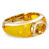 Vintage 18k Yellow Gold Citrine and Resin French Ring