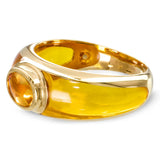 Vintage 18k Yellow Gold Citrine and Resin French Ring