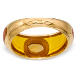 Vintage 18k Yellow Gold Citrine and Resin French Ring