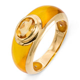 Vintage 18k Yellow Gold Citrine and Resin French Ring
