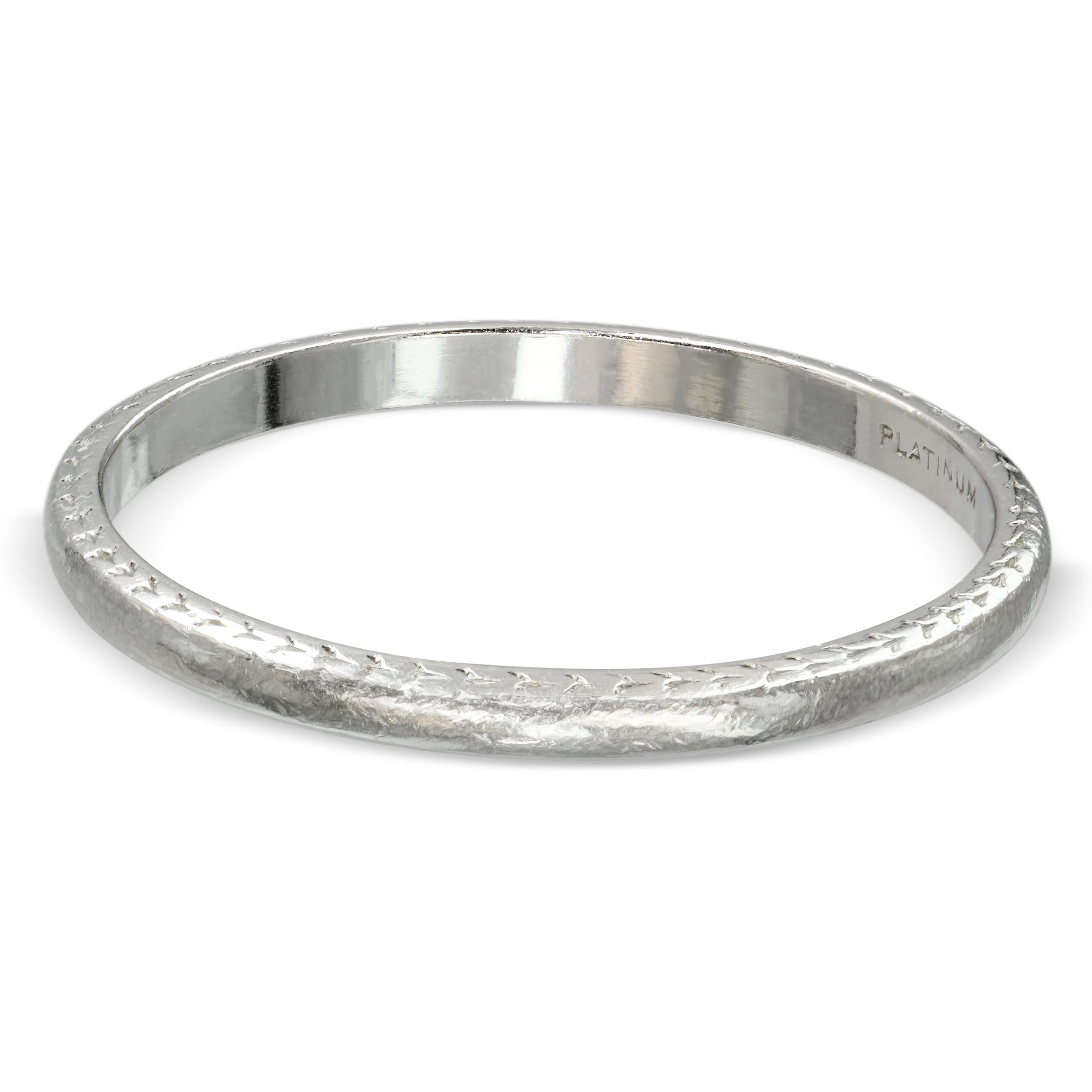 Antique Platinum and Palladium Engraved Wedding Band Ring