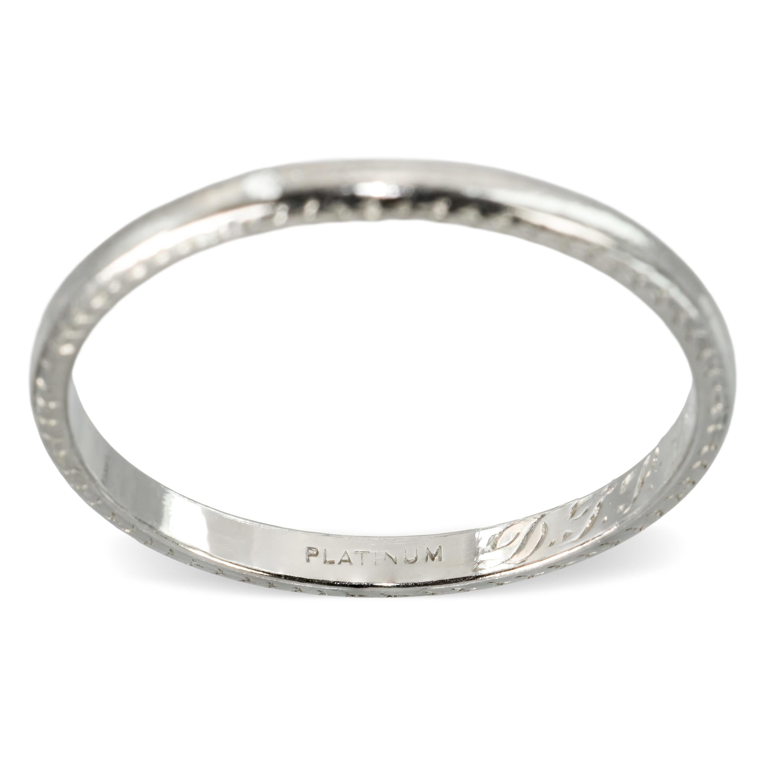 Antique Platinum and Palladium Engraved Wedding Band Ring