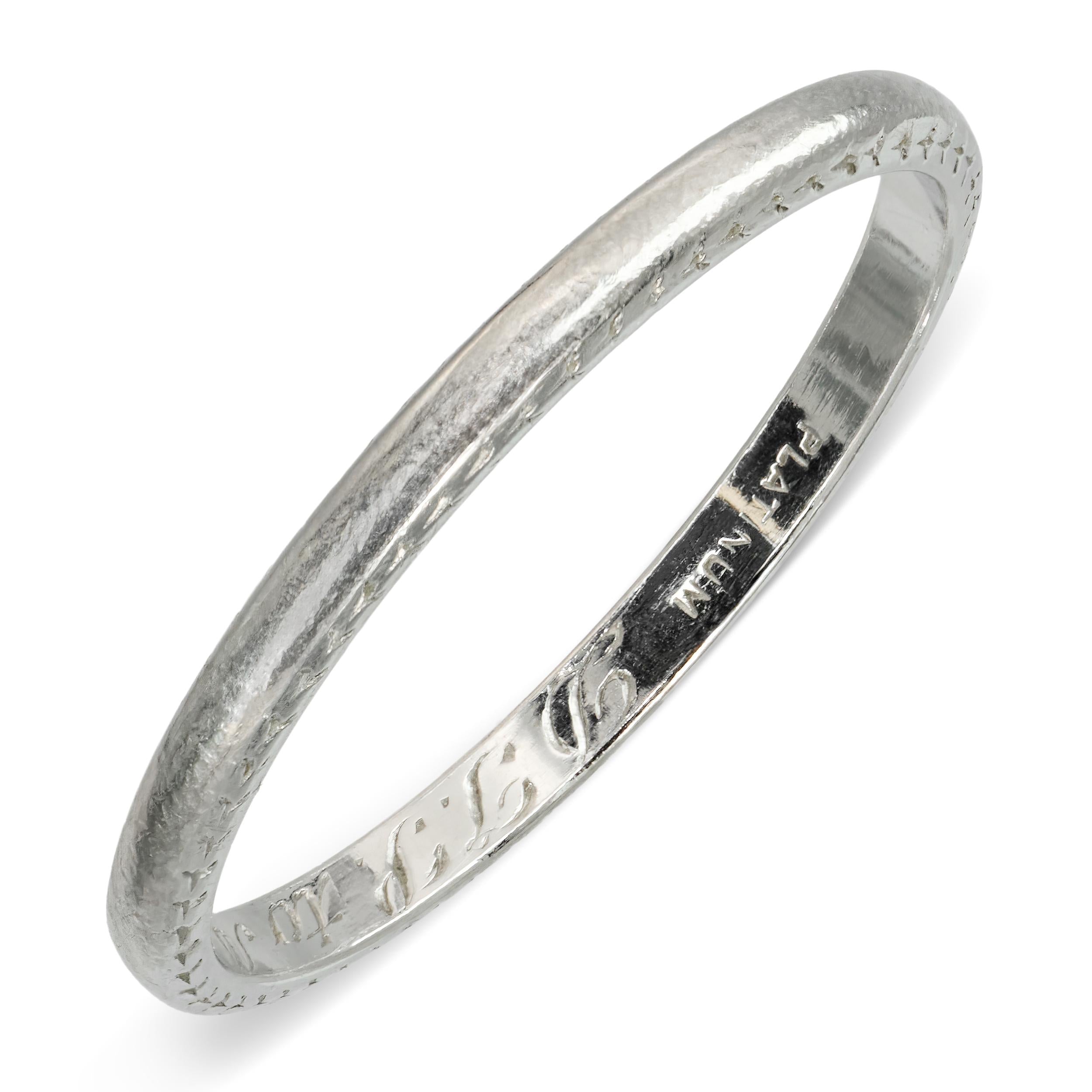 Antique Platinum and Palladium Engraved Wedding Band Ring
