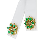 Vintage 14k Yellow Gold 0.60tcw Emerald and Diamond Ear Jacket