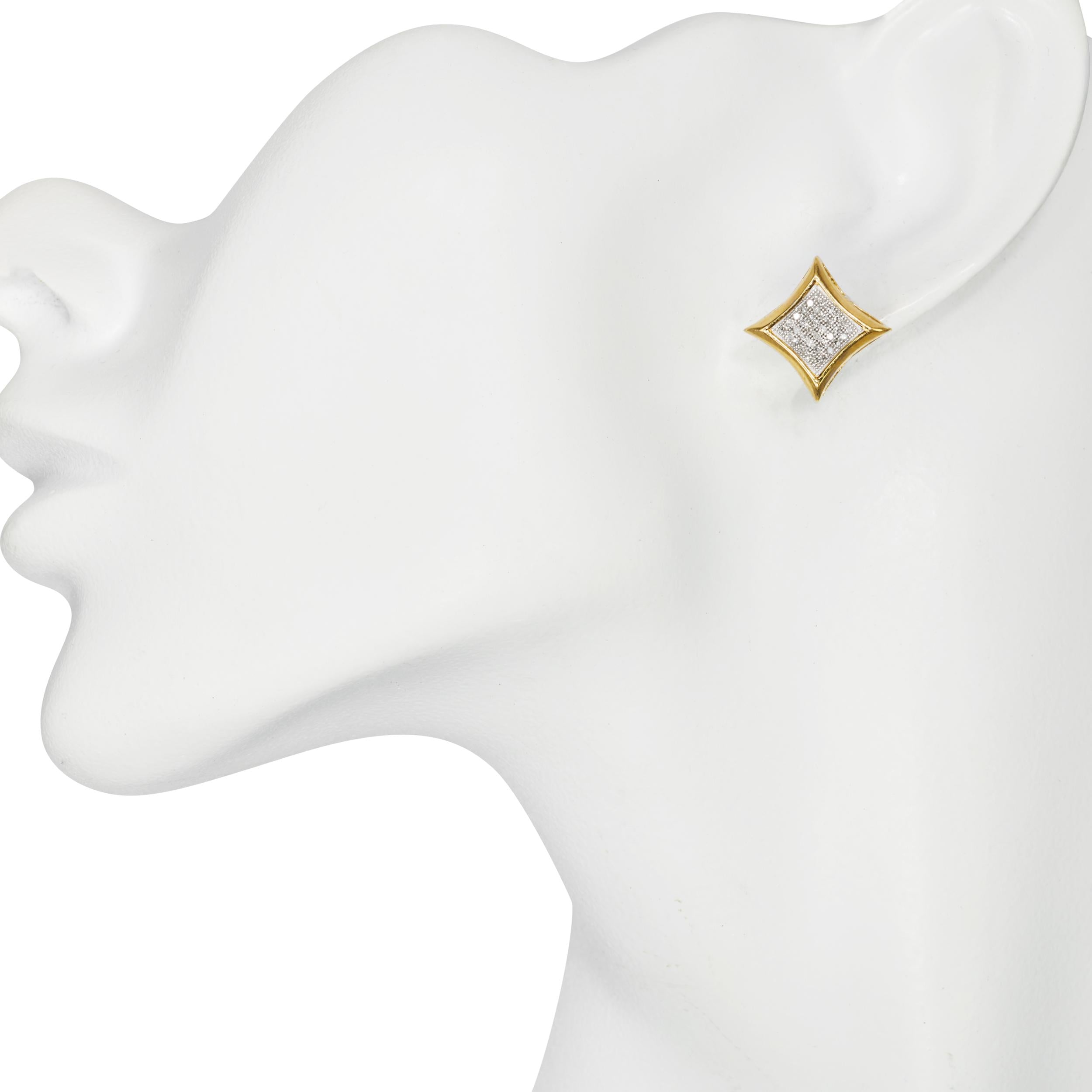 Vintage 10k Yellow Gold Diamond Pave Stud Earrings