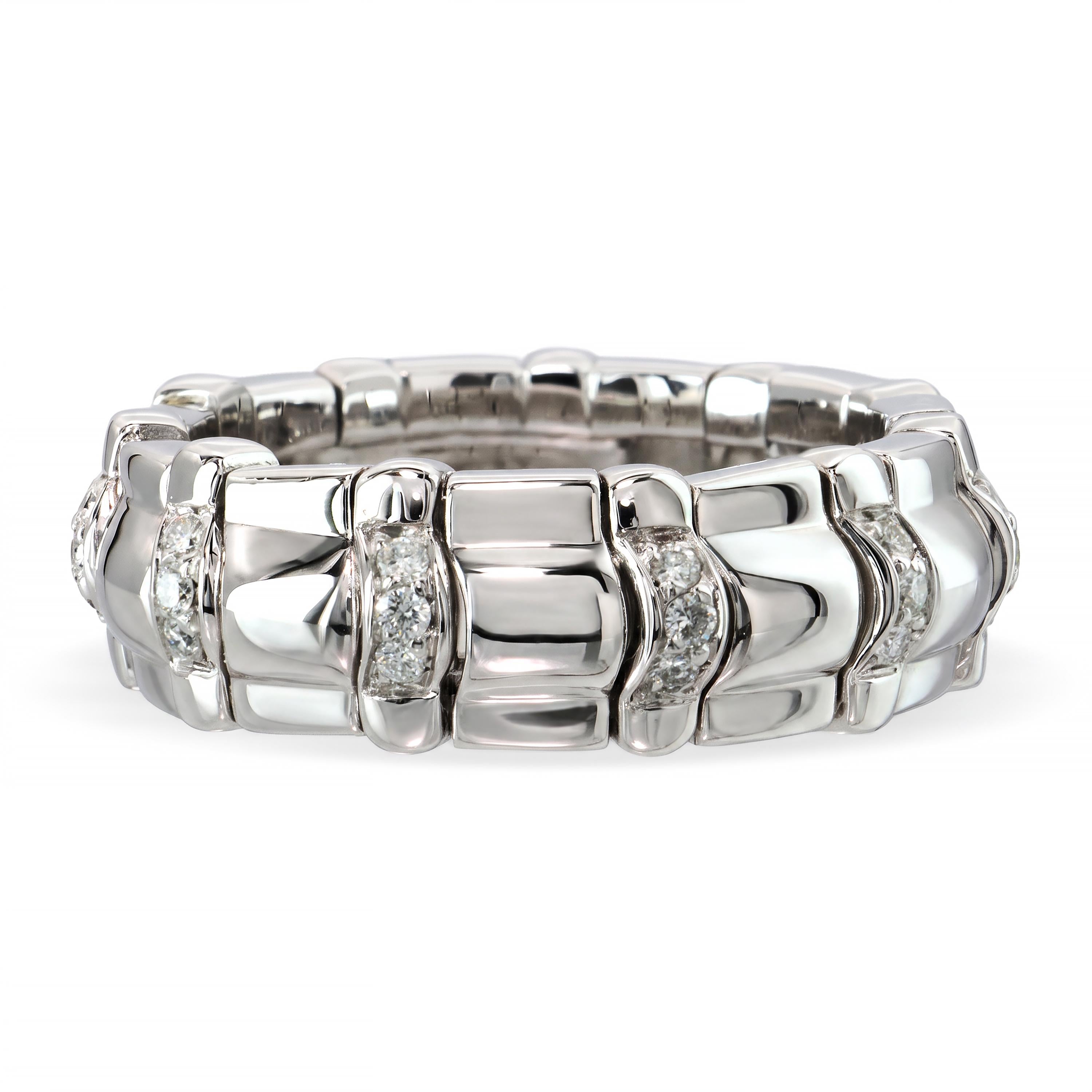 Piaget 18k White Gold Diamond Tanagra Band Ring
