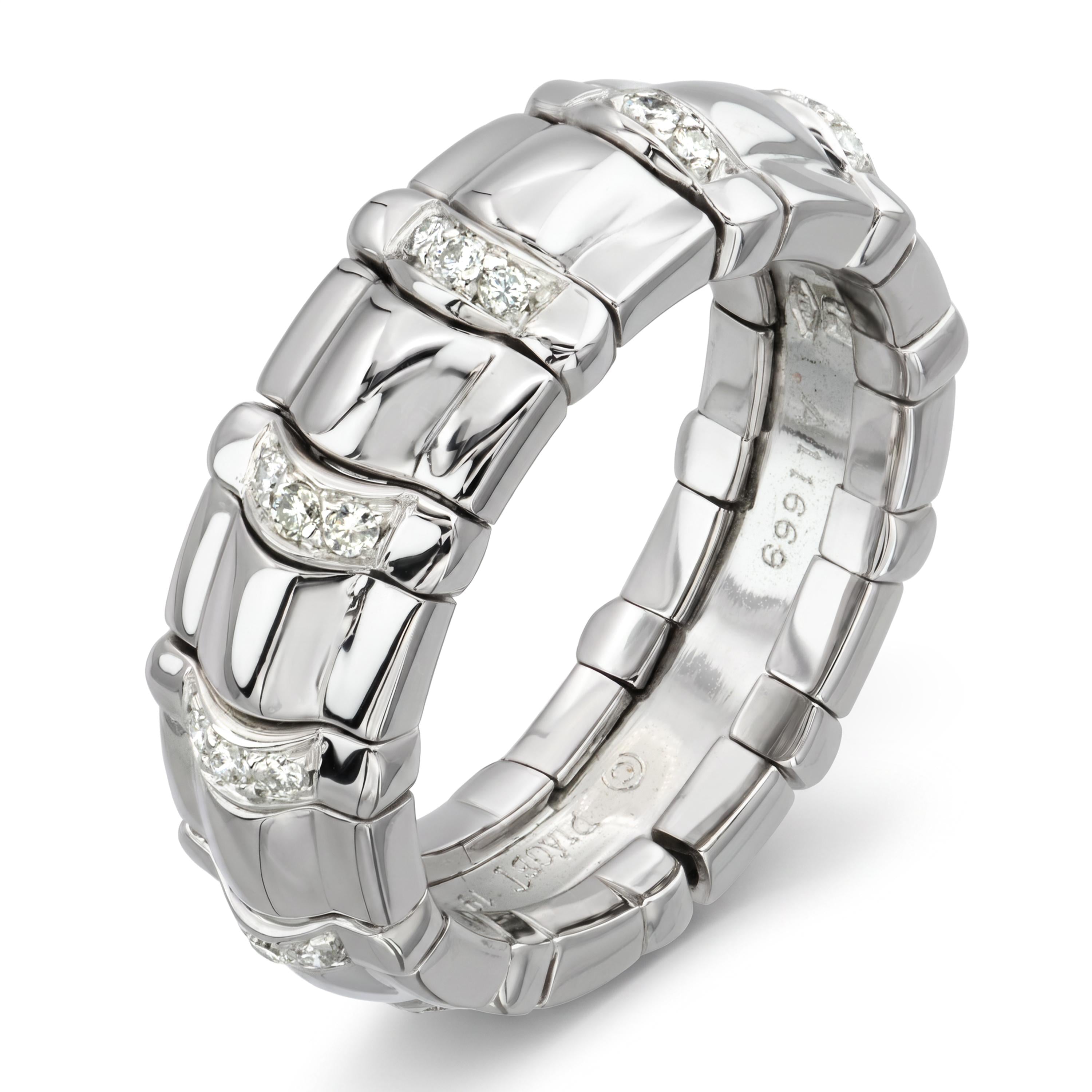 Piaget 18k White Gold Diamond Tanagra Band Ring