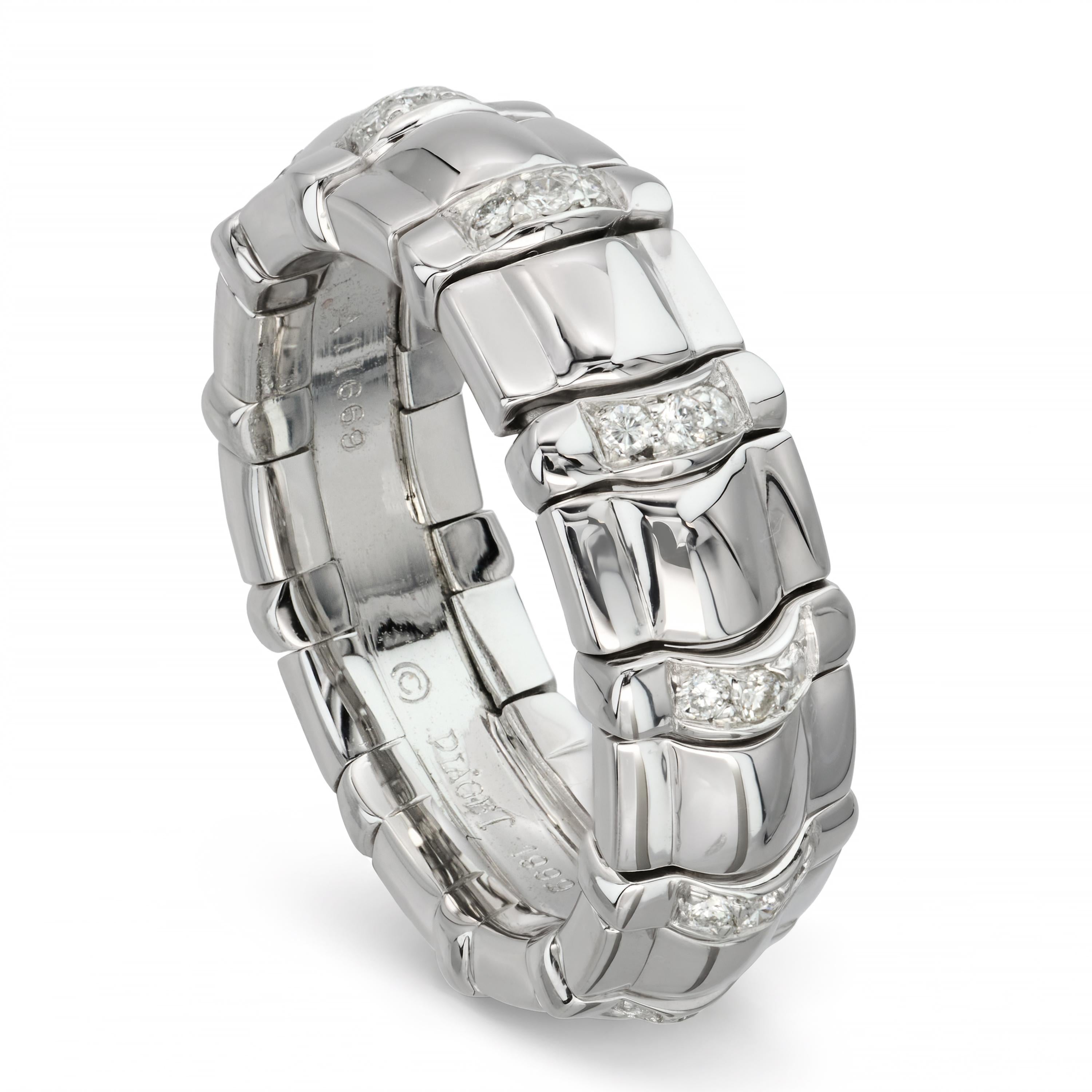 Piaget 18k White Gold Diamond Tanagra Band Ring