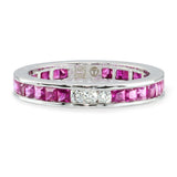 White Gold Ruby and Diamond Channel Set Eternity Band Ring