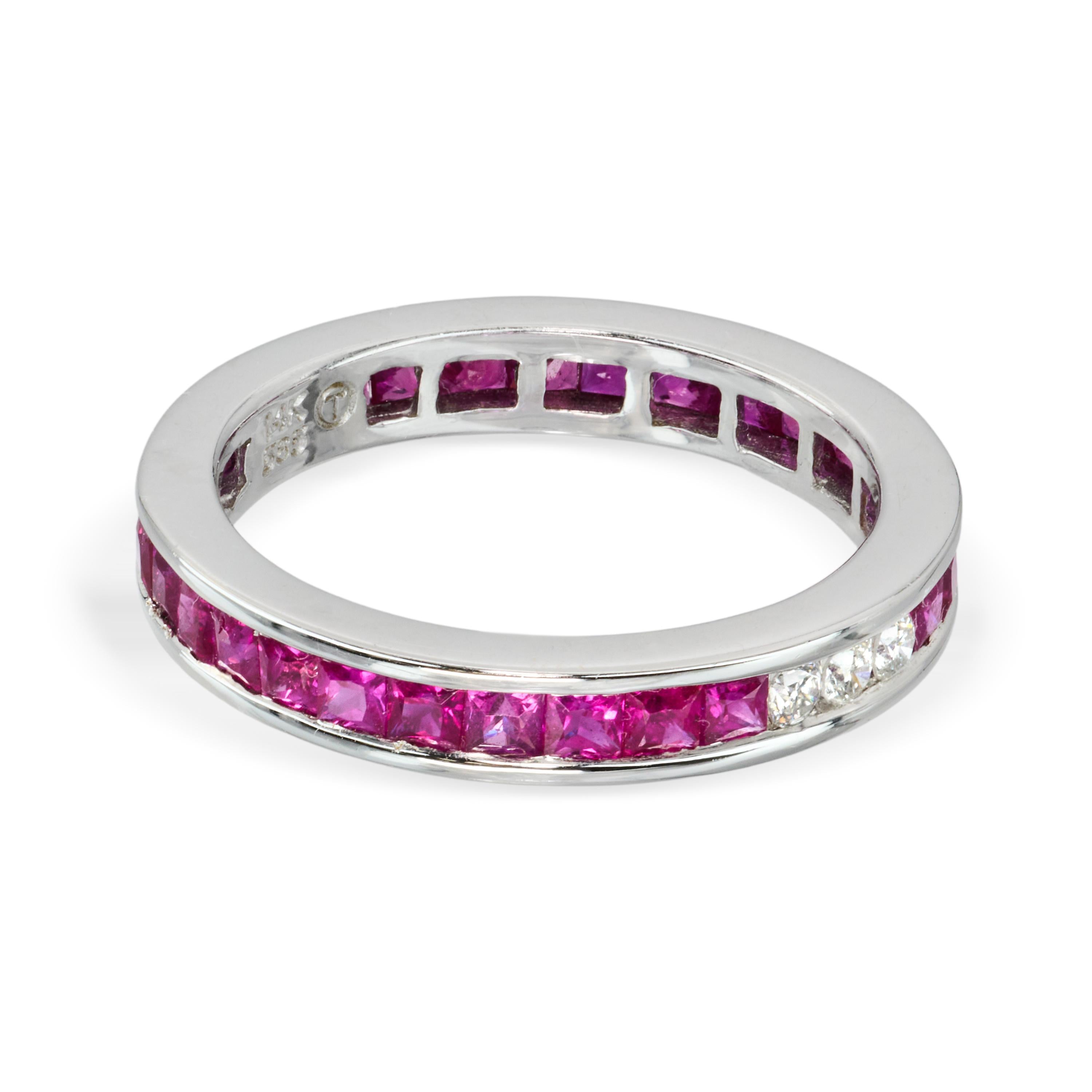 White Gold Ruby and Diamond Channel Set Eternity Band Ring