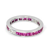 White Gold Ruby and Diamond Channel Set Eternity Band Ring