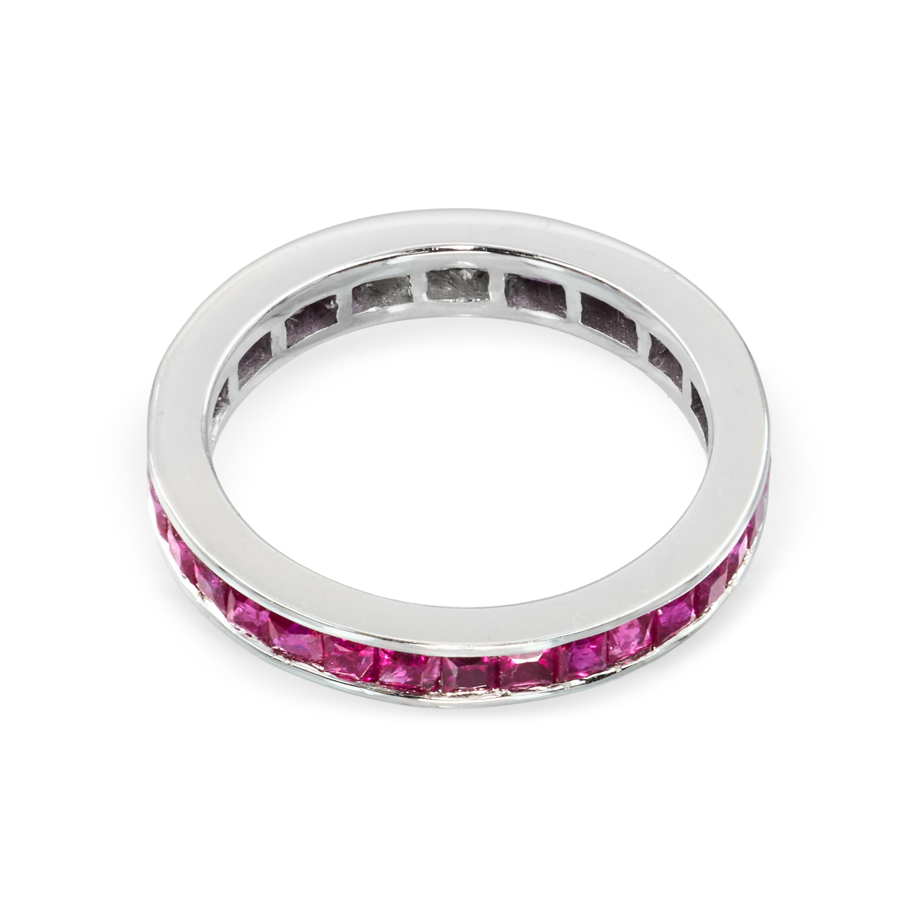 White Gold Ruby and Diamond Channel Set Eternity Band Ring