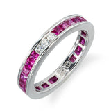 White Gold Ruby and Diamond Channel Set Eternity Band Ring