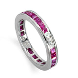 White Gold Ruby and Diamond Channel Set Eternity Band Ring