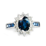 Vintage Platinum 2.33ct Sapphire and Diamond Halo Ring
