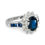 Vintage Platinum 2.33ct Sapphire and Diamond Halo Ring