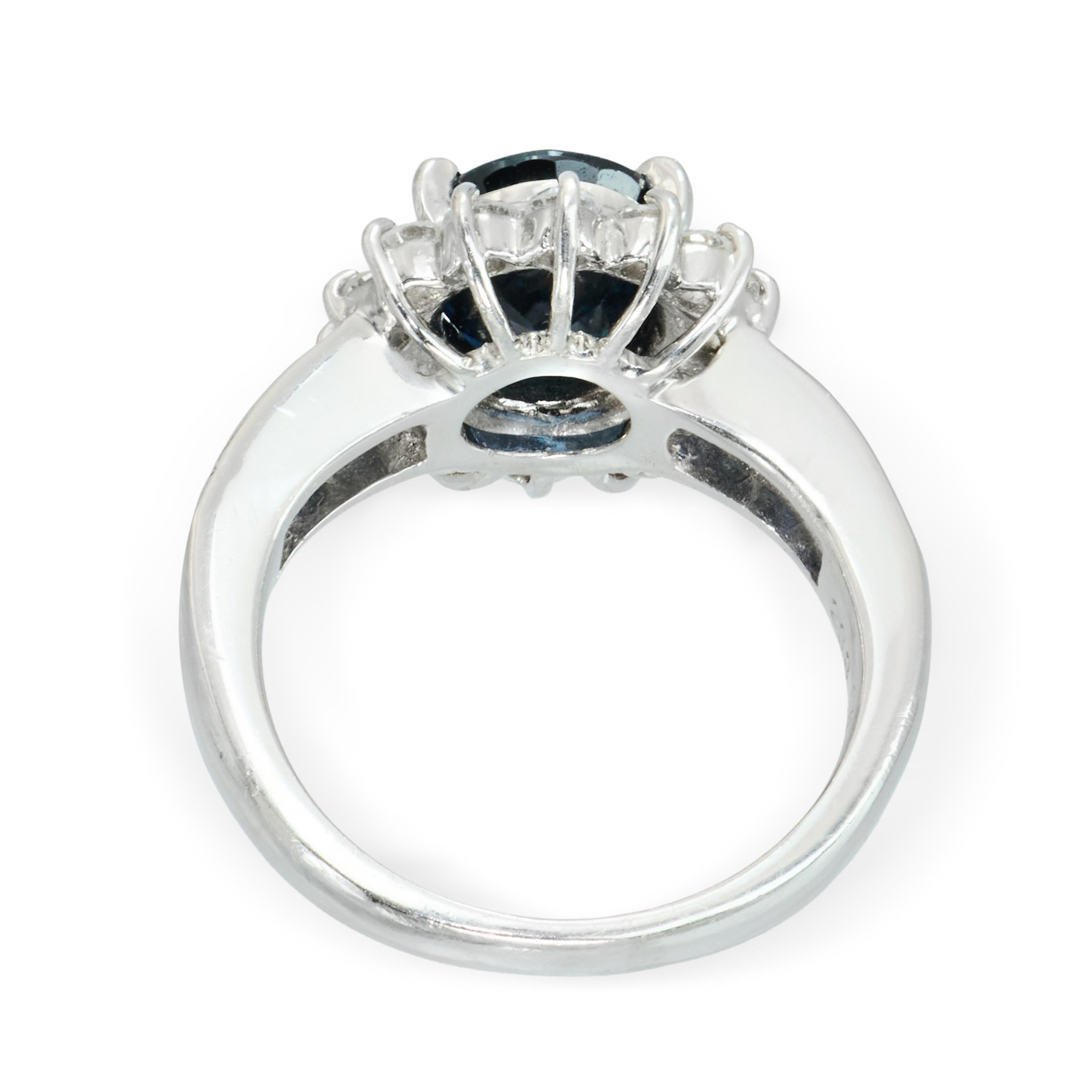 Vintage Platinum 2.33ct Sapphire and Diamond Halo Ring