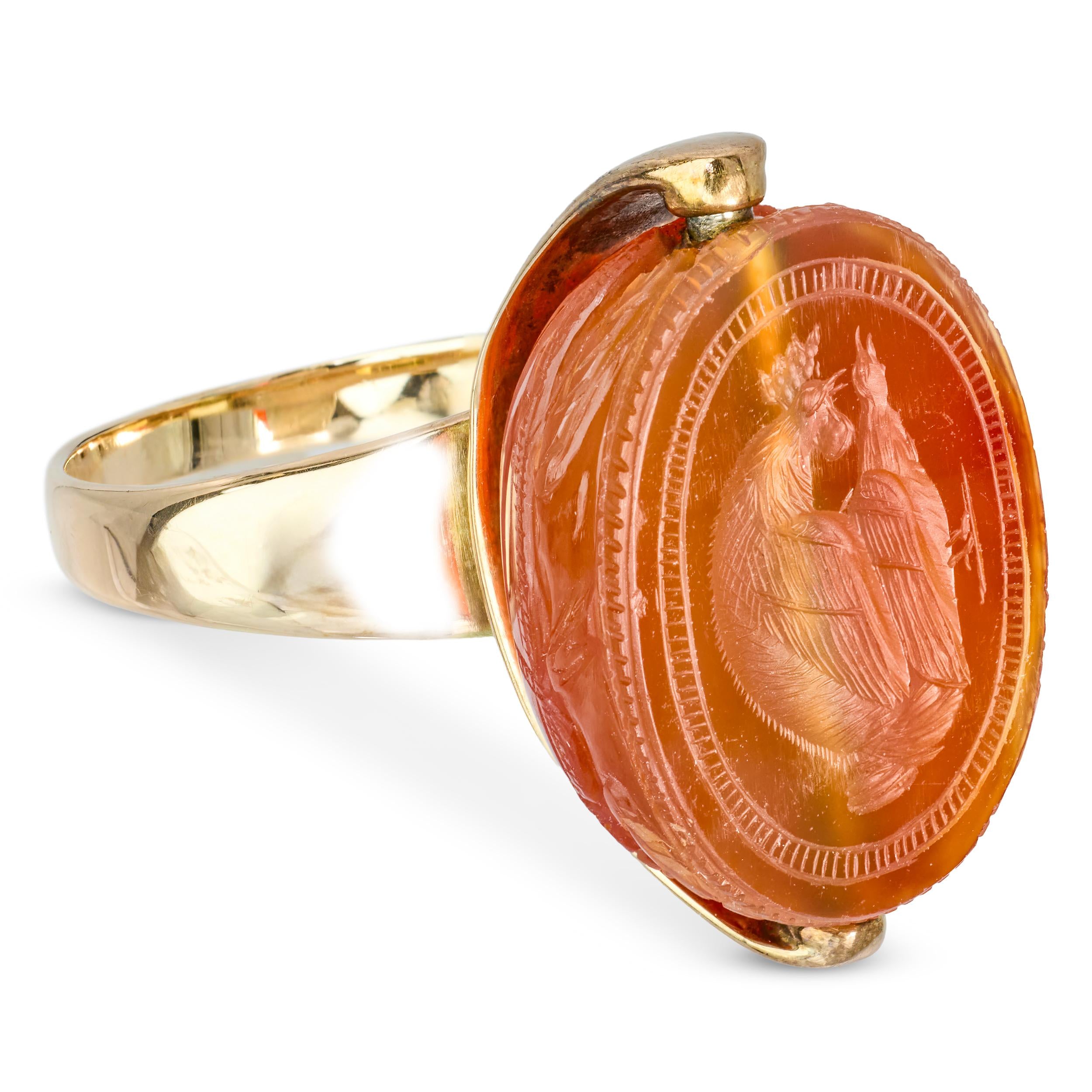 Antique Victorian 9k Yellow Gold Sard Reversible Scarab Intaglio Ring