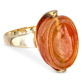 Antique Victorian 9k Yellow Gold Sard Reversible Scarab Intaglio Ring