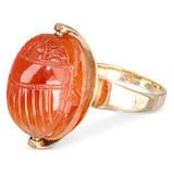 Antique Victorian 9k Yellow Gold Sard Reversible Scarab Intaglio Ring