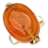Antique Victorian 9k Yellow Gold Sard Reversible Scarab Intaglio Ring