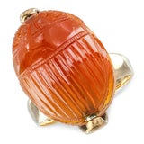 Antique Victorian 9k Yellow Gold Sard Reversible Scarab Intaglio Ring