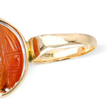 Antique Victorian 9k Yellow Gold Sard Reversible Scarab Intaglio Ring