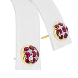 Vintage 17k Yellow Gold Ruby and Diamond Checkerboard Stud Earrings