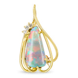Vintage 17k Yellow Gold Opal and Diamond Convertible Pendant Brooch
