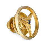 Vintage 14k Yellow Gold Mercedes-Benz Sapphire Tie Tack