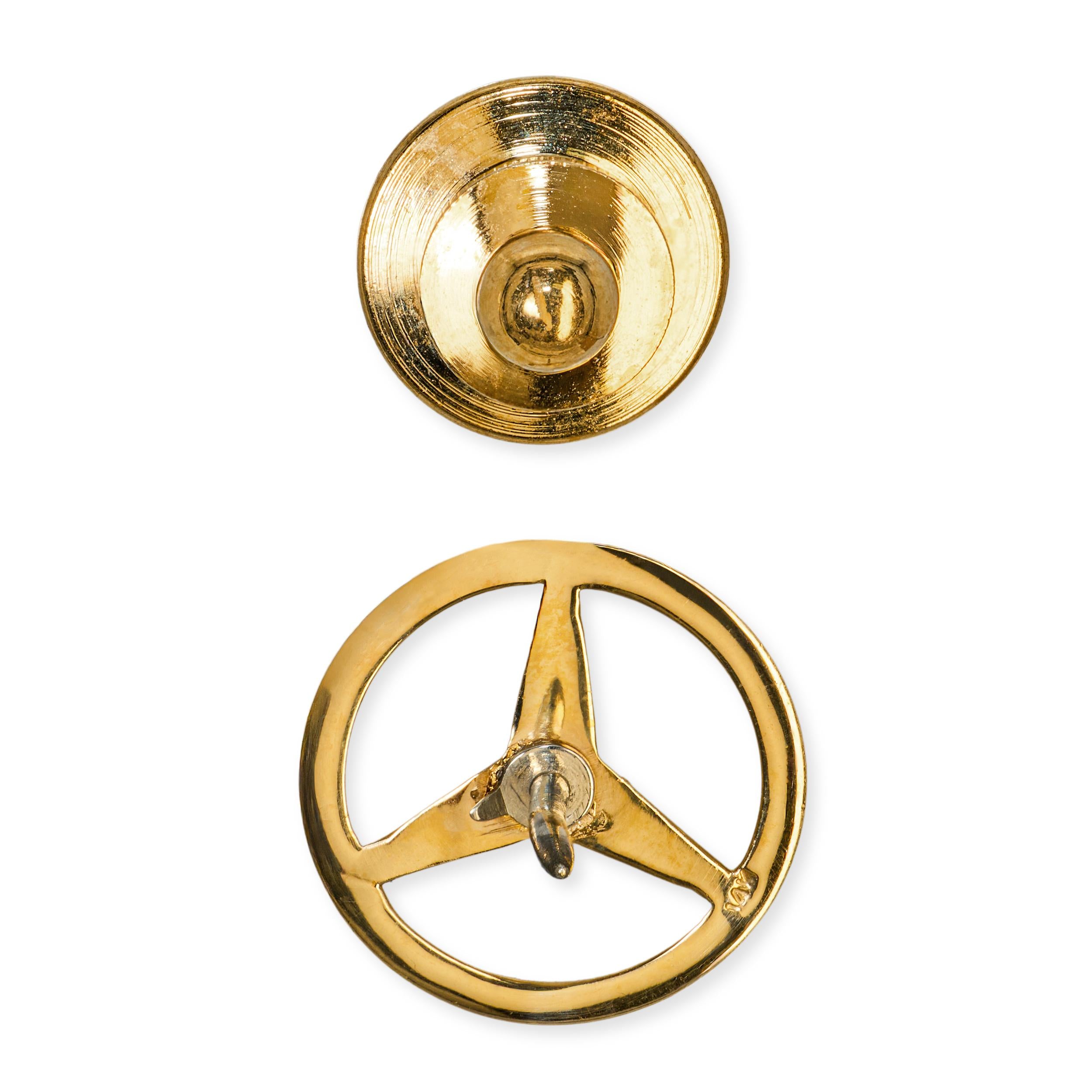 Vintage 14k Yellow Gold Mercedes-Benz Sapphire Tie Tack