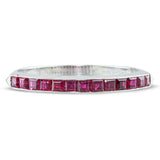 Vintage Platinum Step Cut Rubies Half Set Band Ring