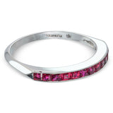 Vintage Platinum Step Cut Rubies Half Set Band Ring