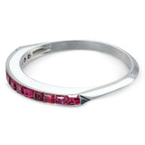 Vintage Platinum Step Cut Rubies Half Set Band Ring