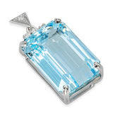 Vintage 17k White Gold 31.2ct Aquamarine and Diamond Necklace