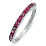 Vintage Platinum Step Cut Rubies Half Set Band Ring