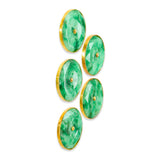 Vintage Yellow Gold Jadeite Jade Set of Five 2-Hole Buttons