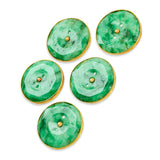 Vintage Yellow Gold Jadeite Jade Set of Five 2-Hole Buttons