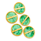 Vintage Yellow Gold Jadeite Jade Set of Five 2-Hole Buttons