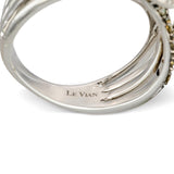 LeVian 14k White Gold Aquamarine, Champagne Diamond and White Sapphire Pavé Ring
